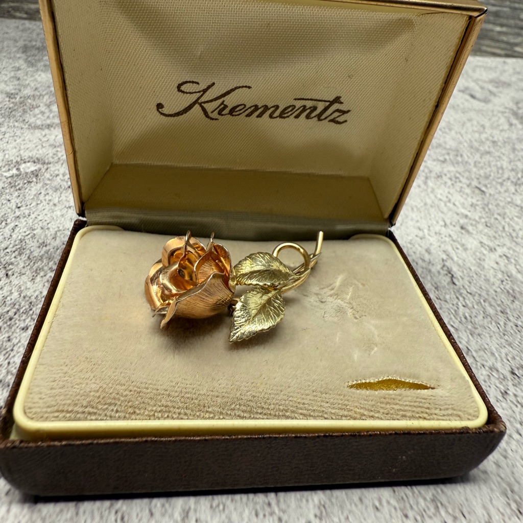 Vintage Krementz Rose Gold Tone Flower Pin Brooch 24$